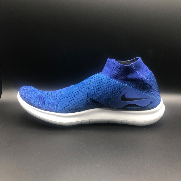 Men's Nike Free RN Motion Flyknit Blue/Black/Grey - Picture 2 of 7